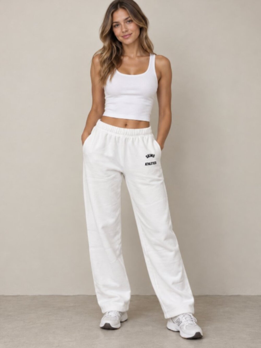 NEW SKIMS Logo Cotton Fleece Classic Straight Leg Lounge Pants Medium NWT